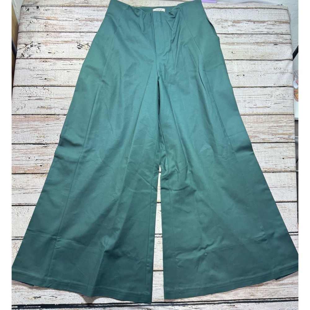 Maeve Anthropologie A-line Super Wide Leg Green Palazzo Pants 8 NEW